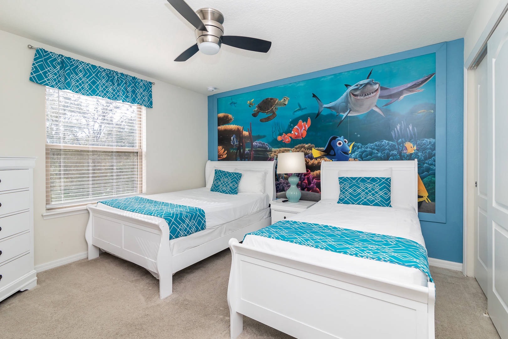 Bedroom #3 Finding Nemo themed with Twin Beds