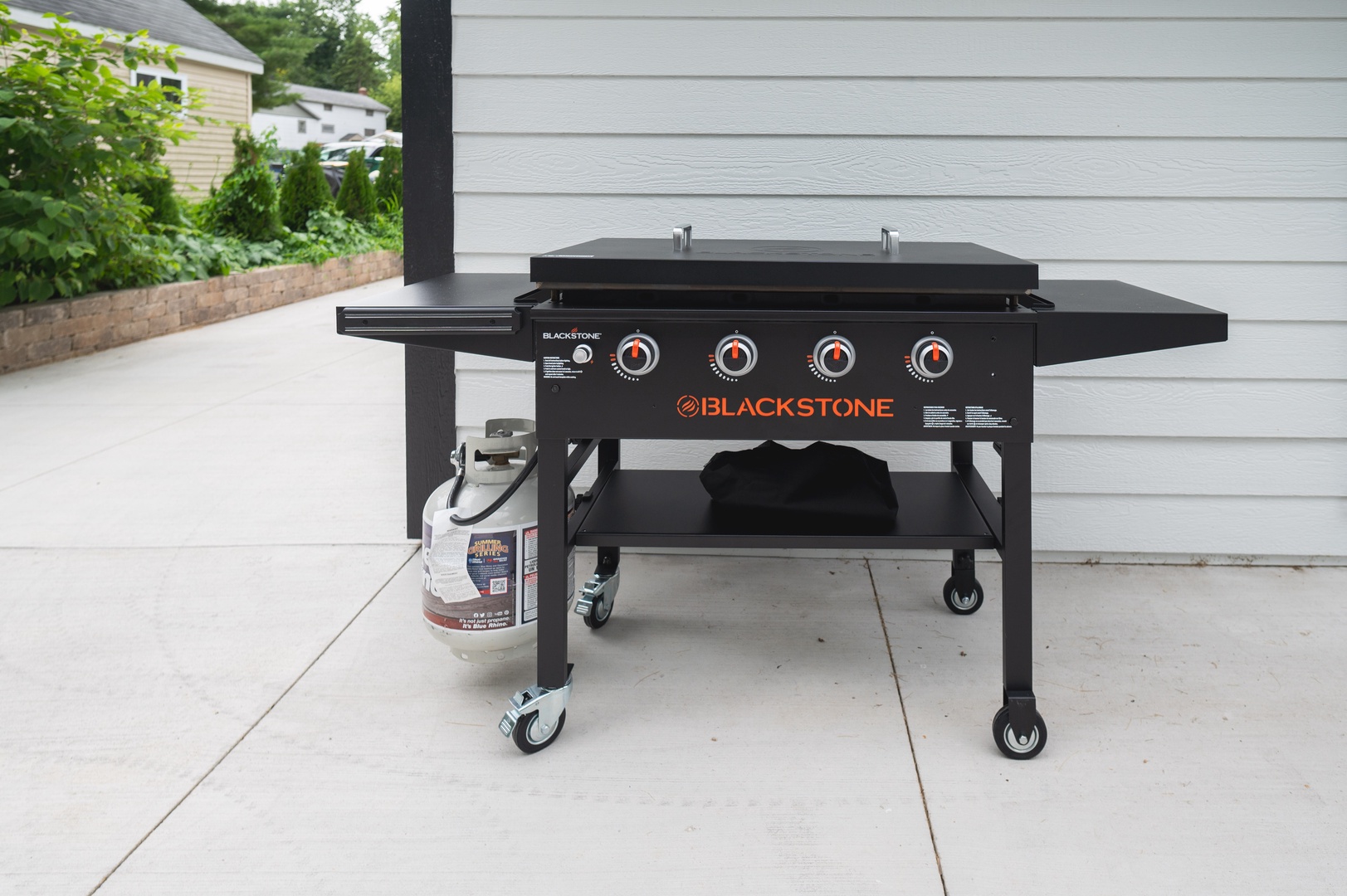 Outdoor seating and gas BBQ grill