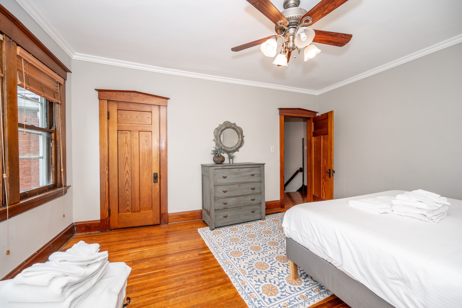 This bedroom retreat on the 2nd floor offers a plush king & twin bed