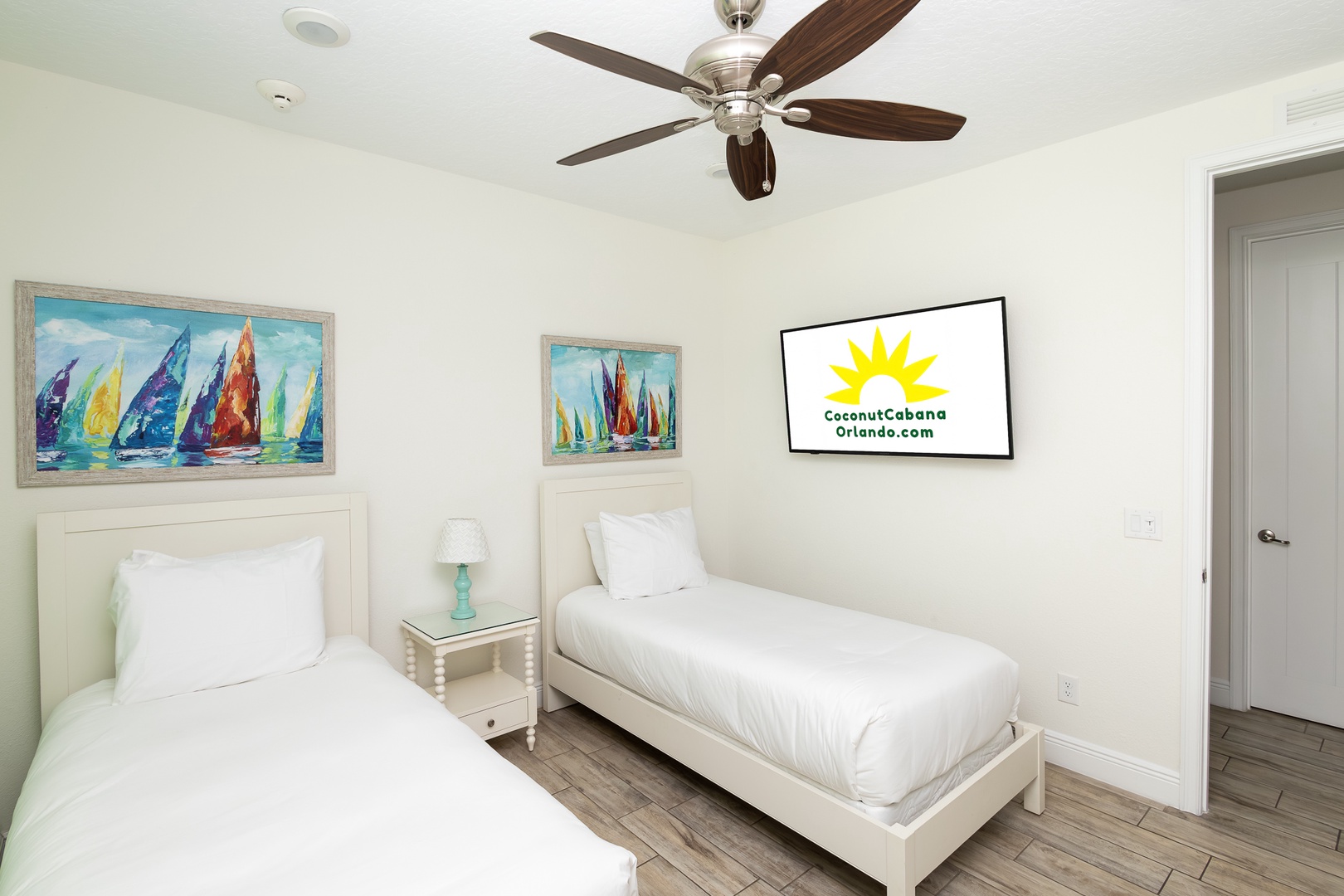 This 2nd floor bedroom suite offers two plush twin beds ensuite & smart TV