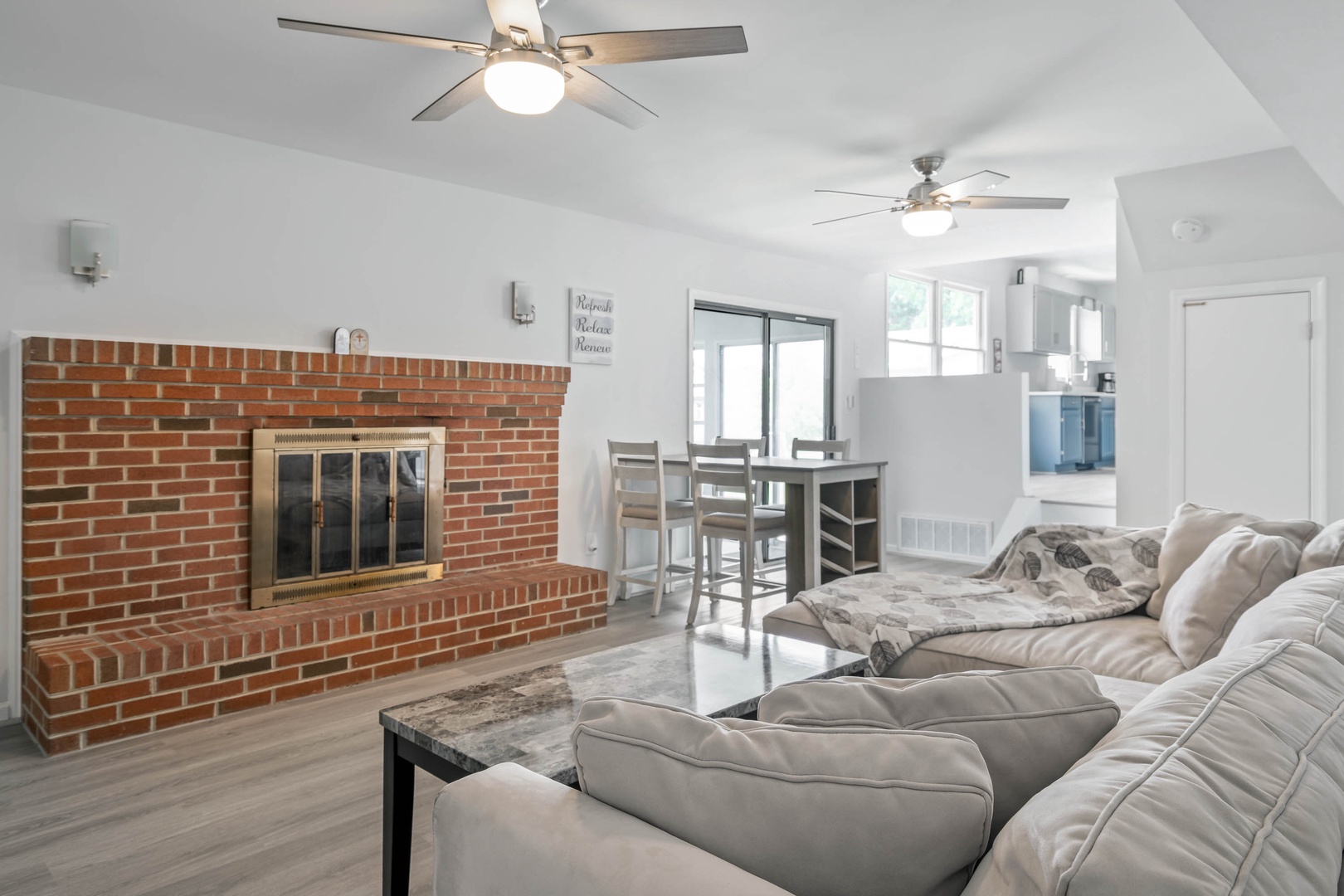 Living Room 2 with Smart TV Open to Kitchen