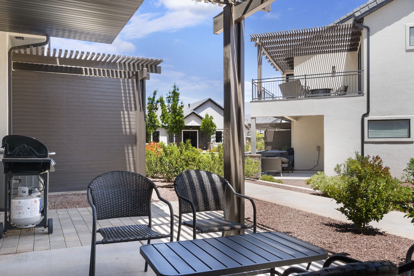 Outdoor seating with gas BBQ grill