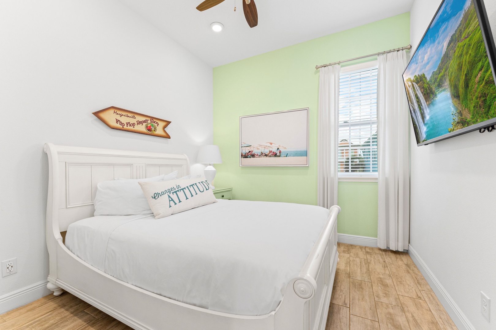 Enjoy a restful stay in this cozy bedroom, complete with a queen bed and a smart TV