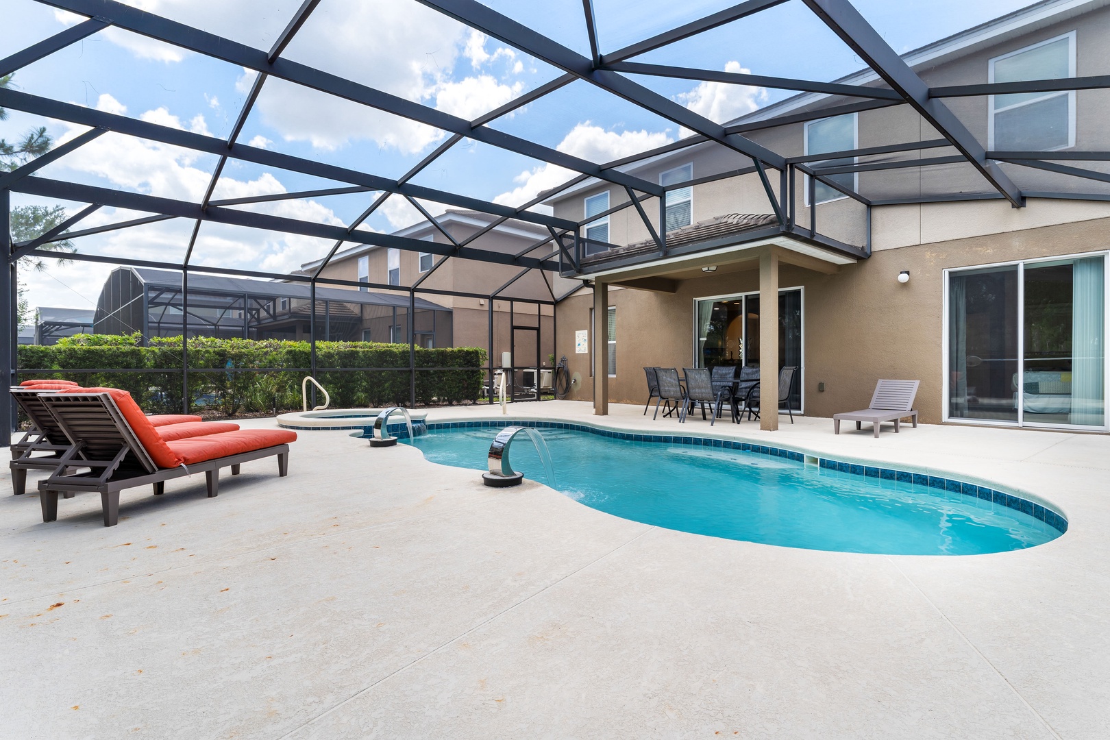Private pool with outdoor seating