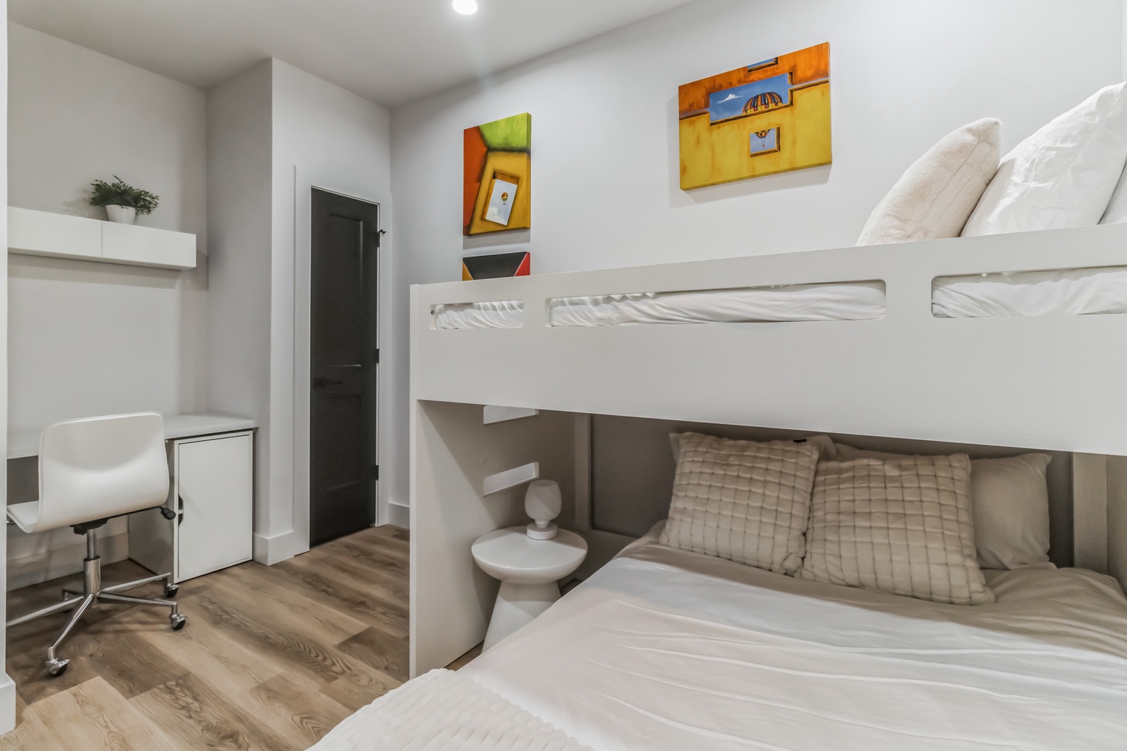 The second bedroom’s twin-over-full bunks are ideal for an afternoon snooze