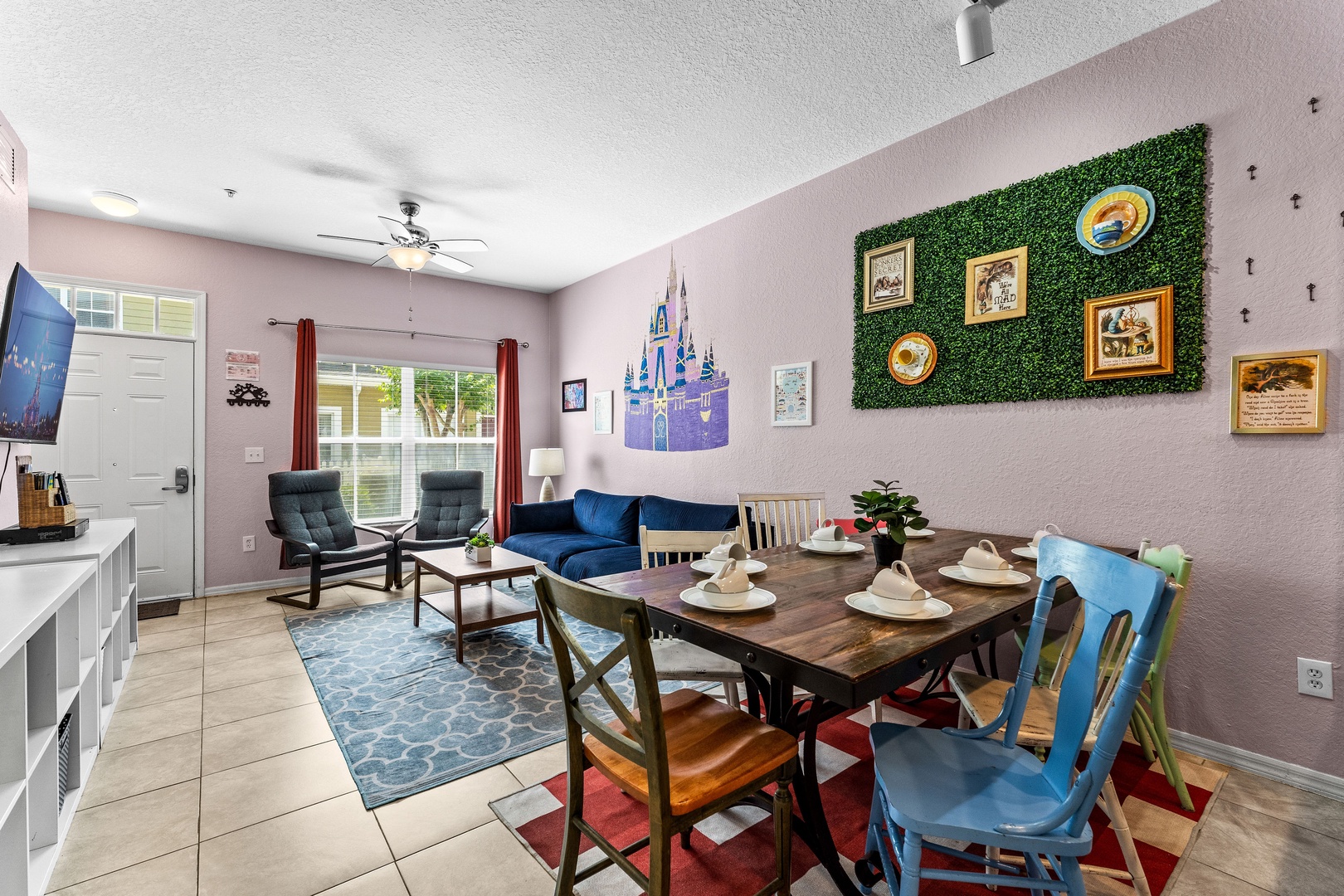 Gather for meals together at the dining table, with space for 7