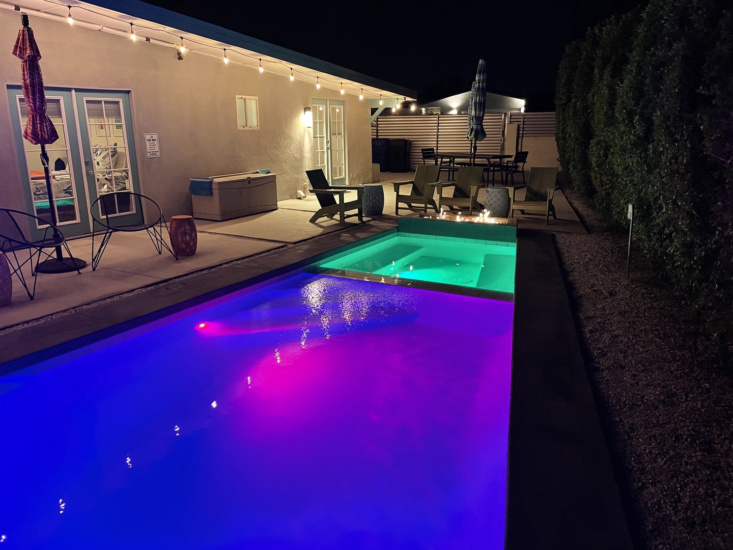 Beautiful lights inside the pool