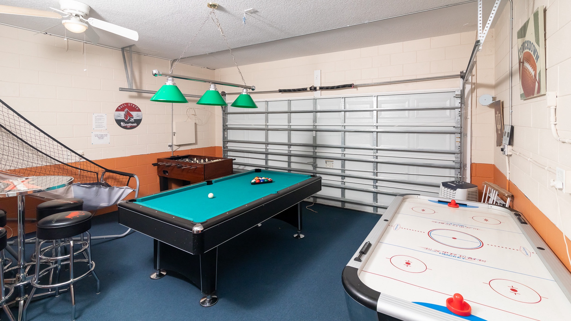 Game room located in the garage