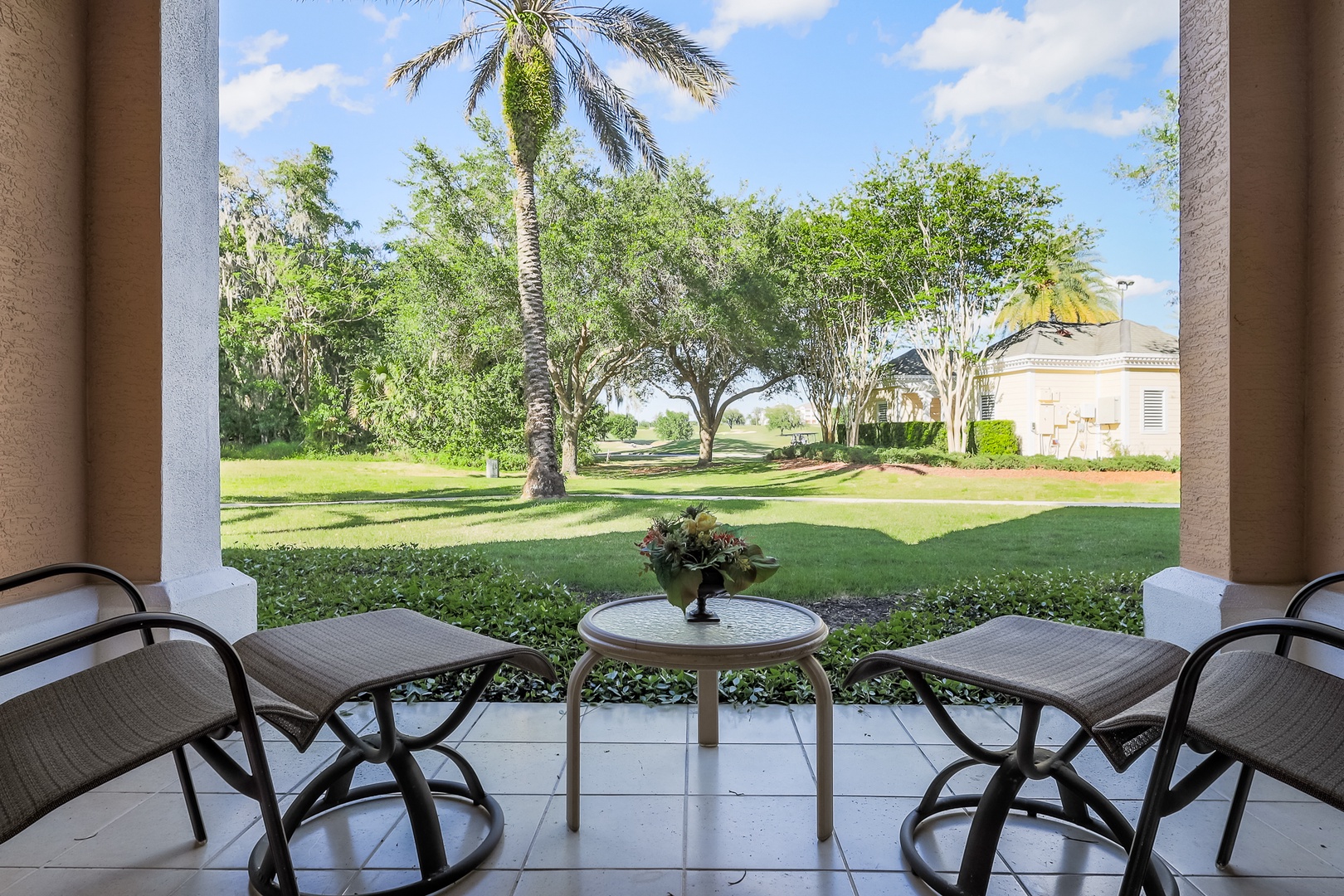 Relish the fresh air with a view of the golf course