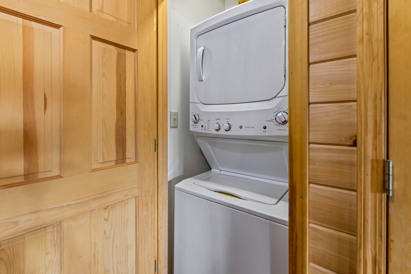 Private laundry is available for your stay, tucked away on the main level