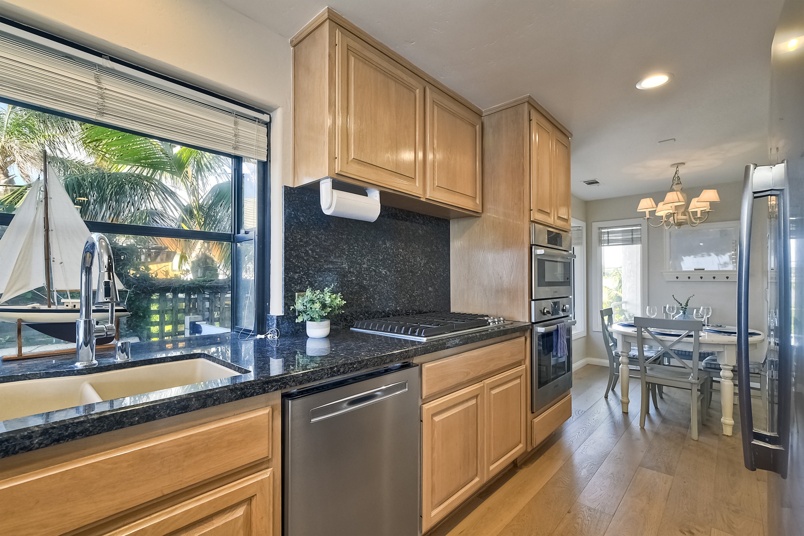 The updated kitchen is spacious & offers all the comforts of home