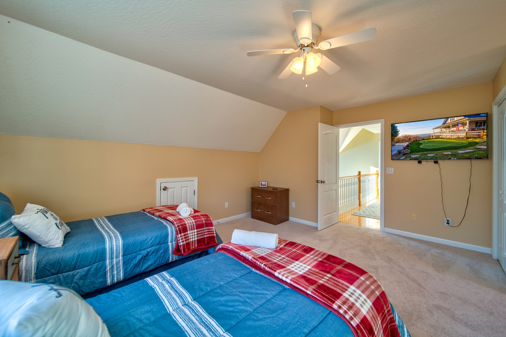 The first of two 2nd floor bedrooms, offering a pair of cozy twin beds