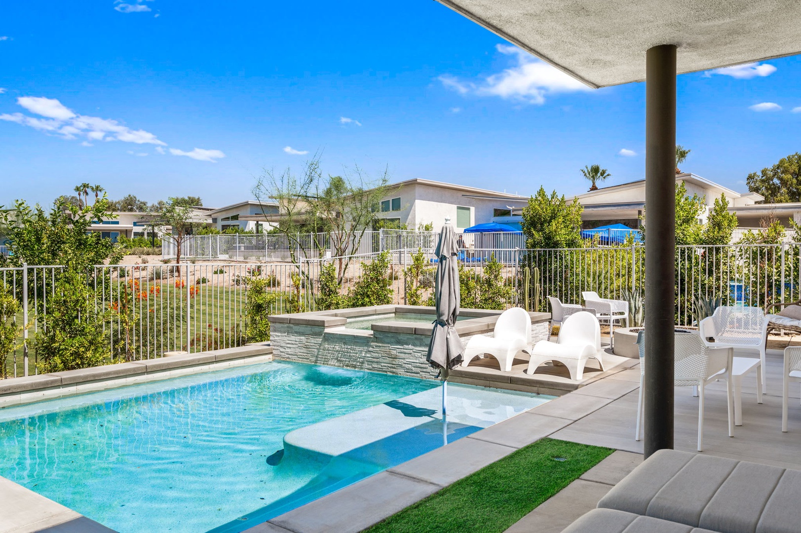 Private pool and hot tub
