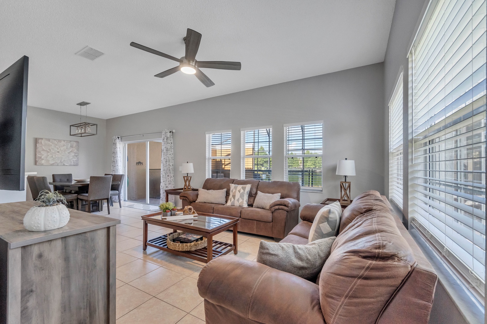 Open concept living and dining area