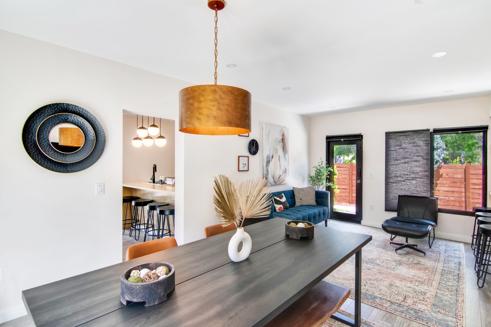 Dining area with table and seating for 6