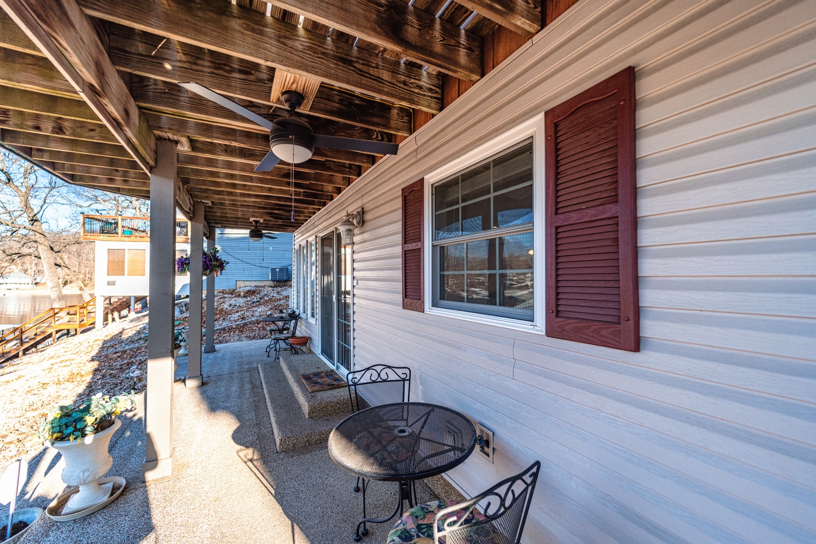 Dine alfresco or lounge the day away on the lower-level patio