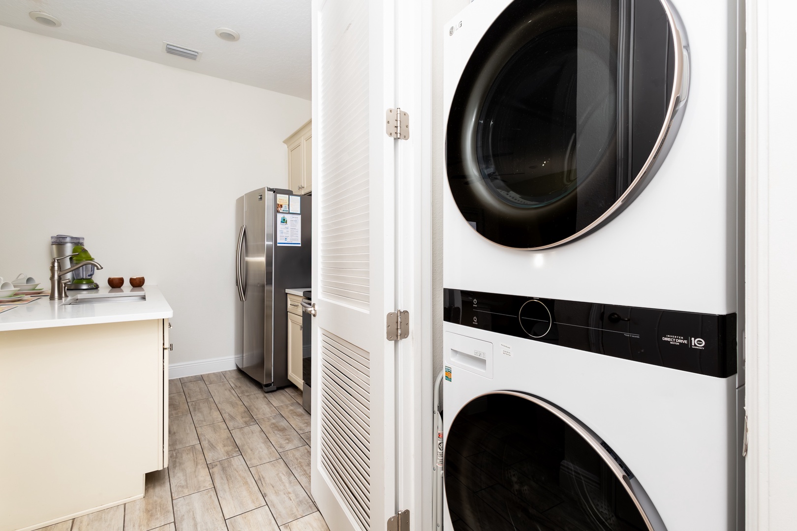 Private laundry available for your stay on main level floor closet