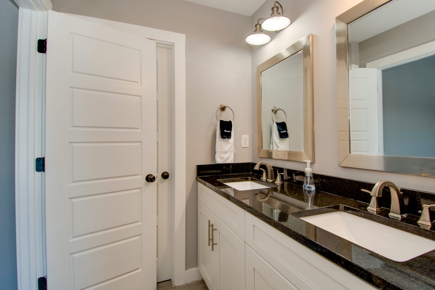 En suite bathroom with dual sinks
