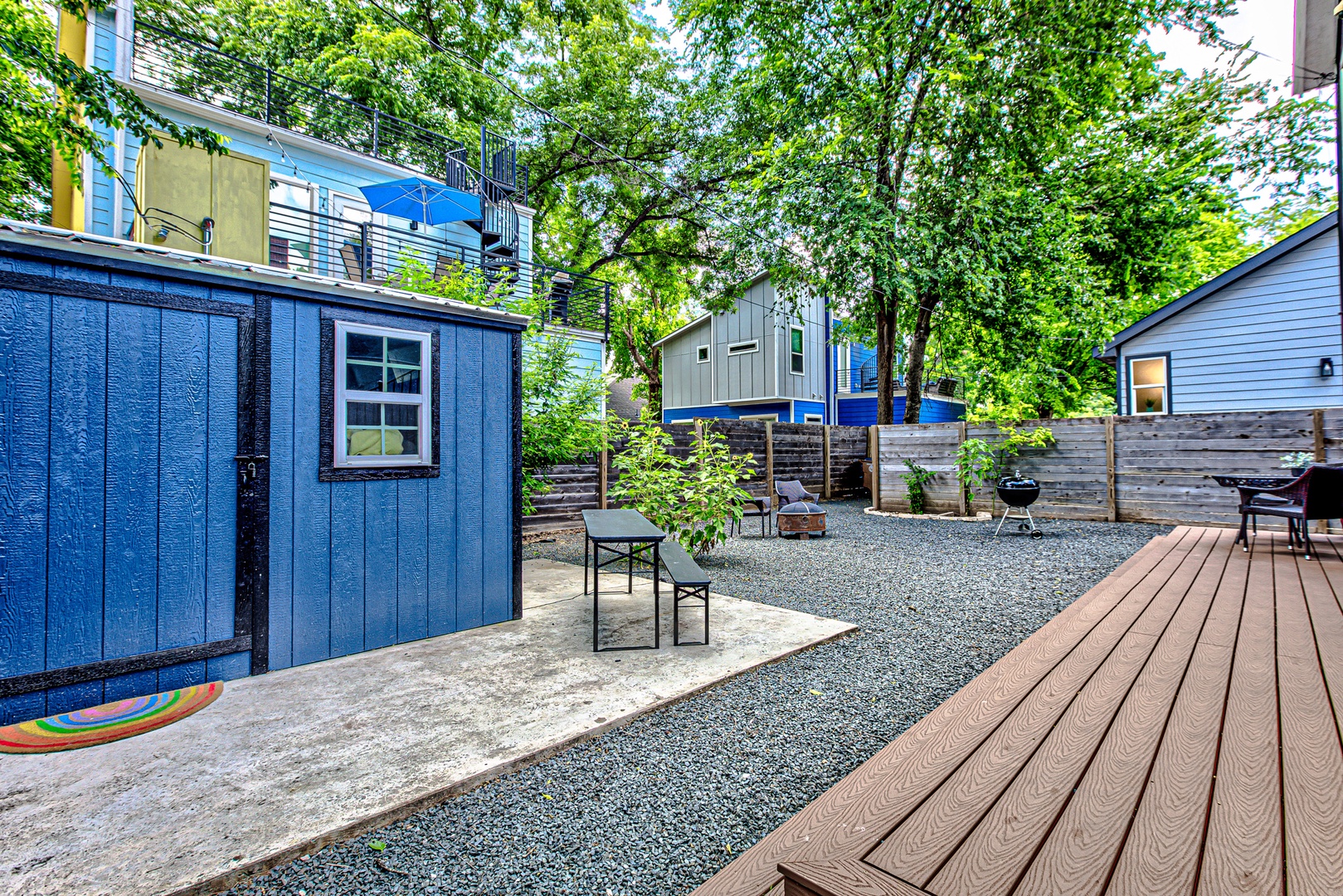 Exterior with fire pit and picnic table