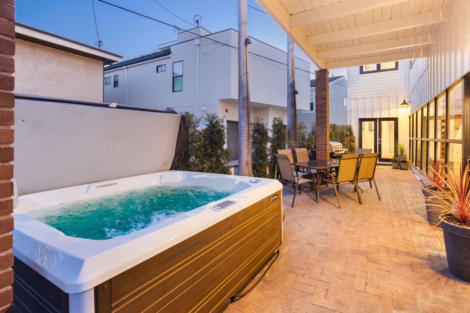 Private hot tub on lower patio