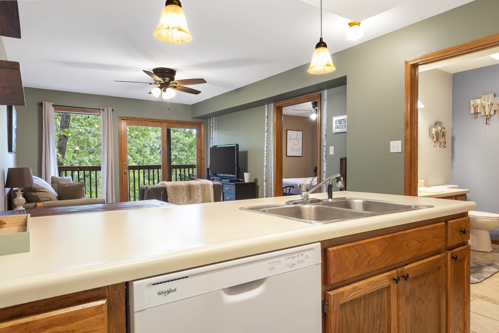 The open, airy kitchen offers ample space & all the comforts of home