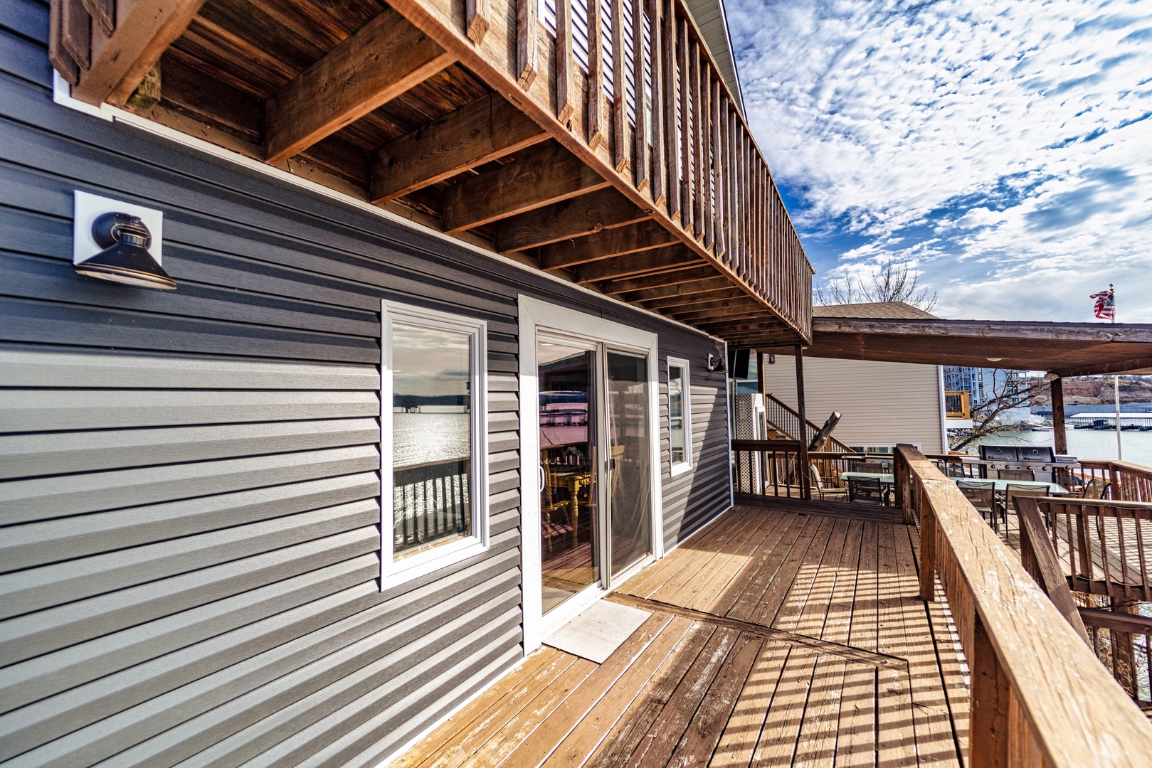 Large deck with Grill and out door seating