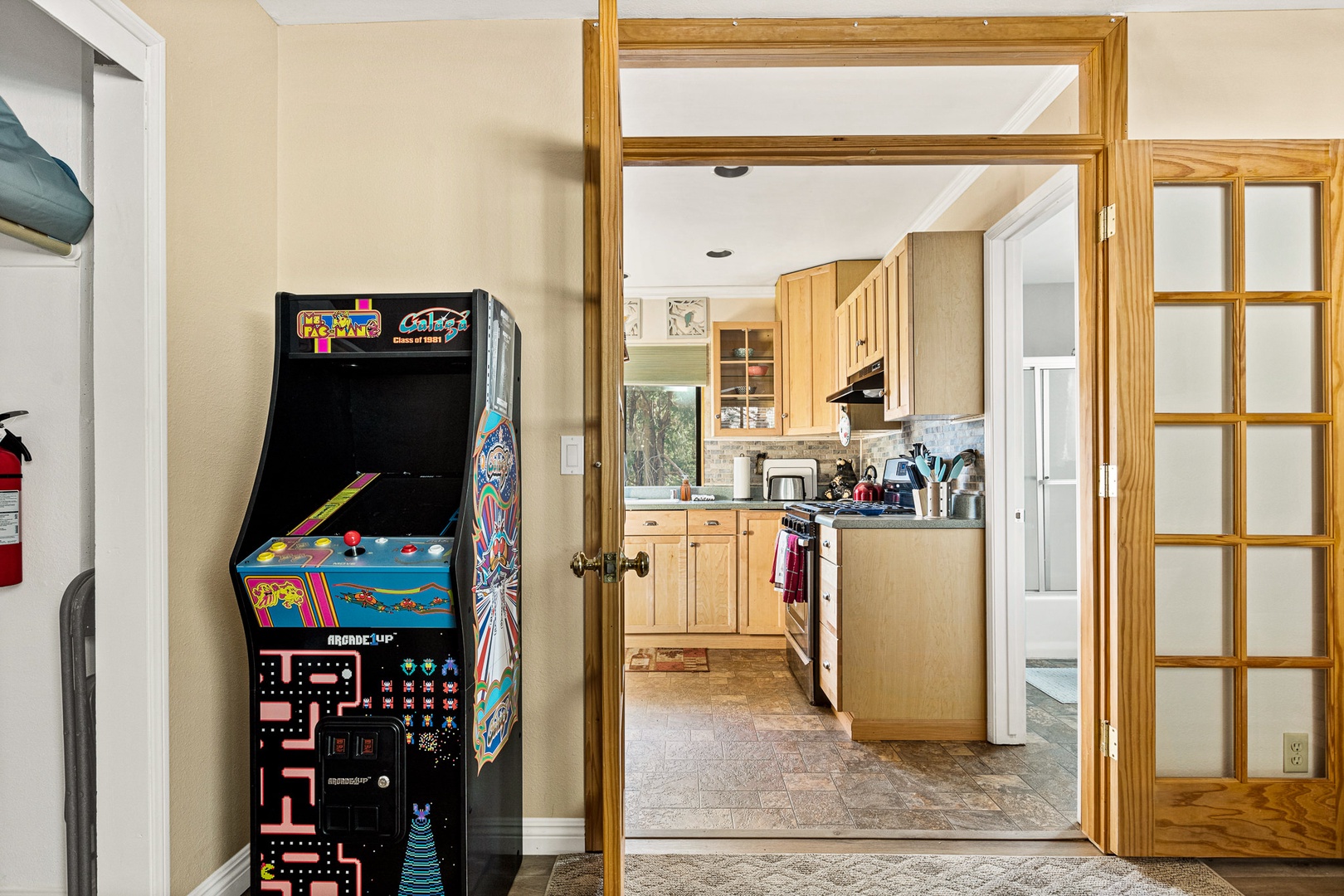 Unwind on the full futon or unleash your competitive side on the arcade game