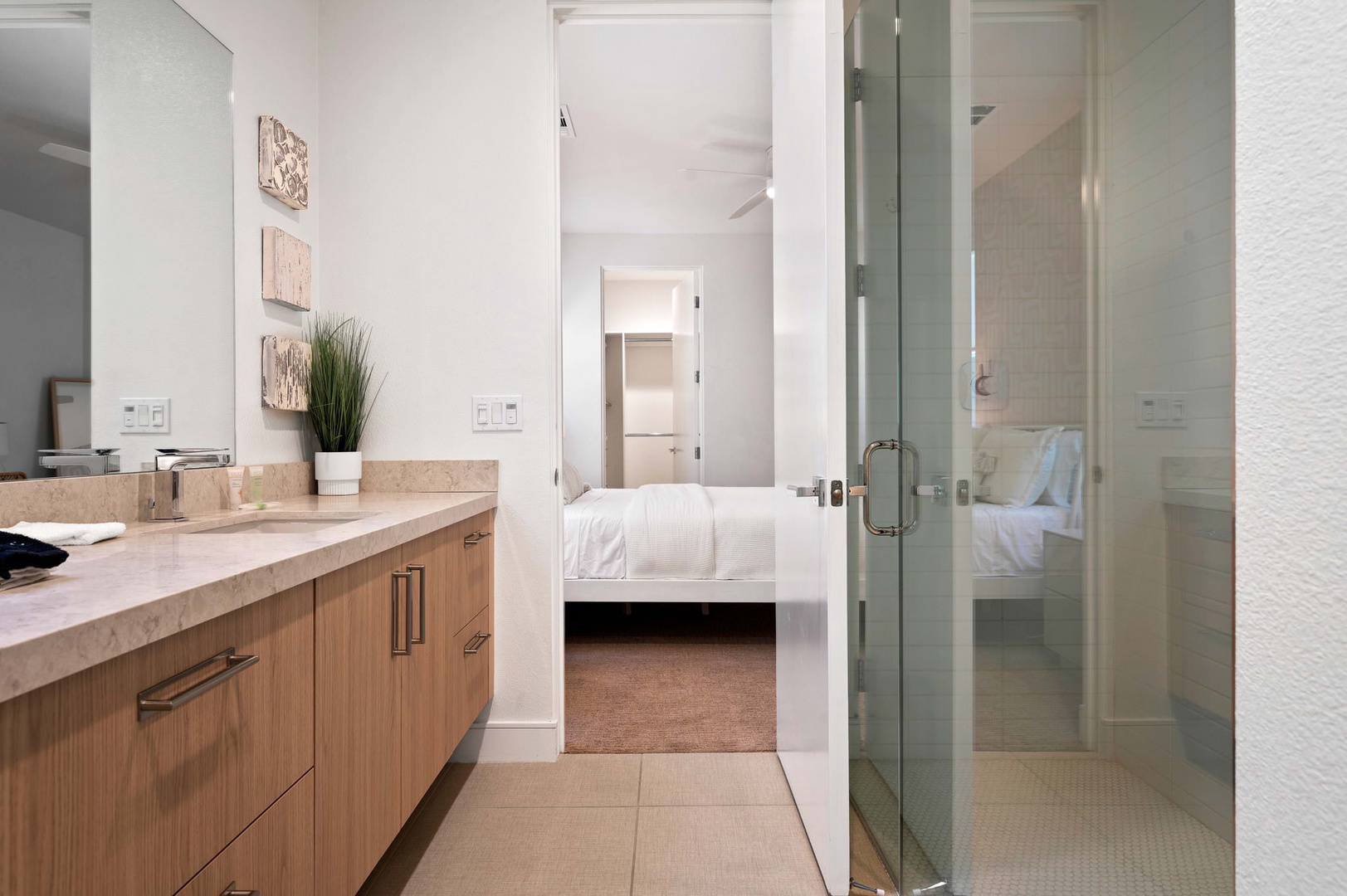 Bathroom 2 Jack & Jill style between bedroom 2 & 3 with walk-in shower