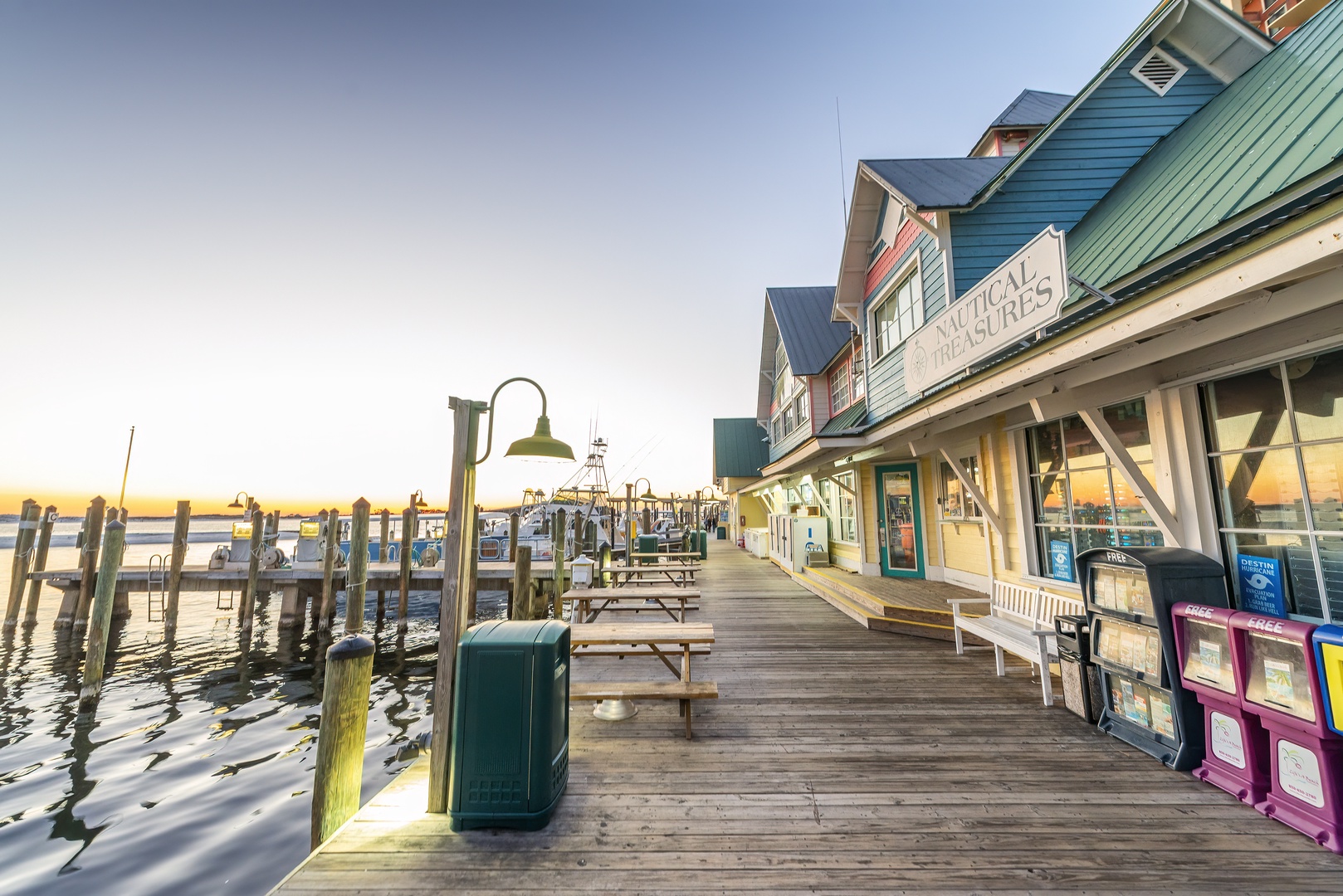 Explore shops and sunsets on Destin's Harbor Boardwalk.