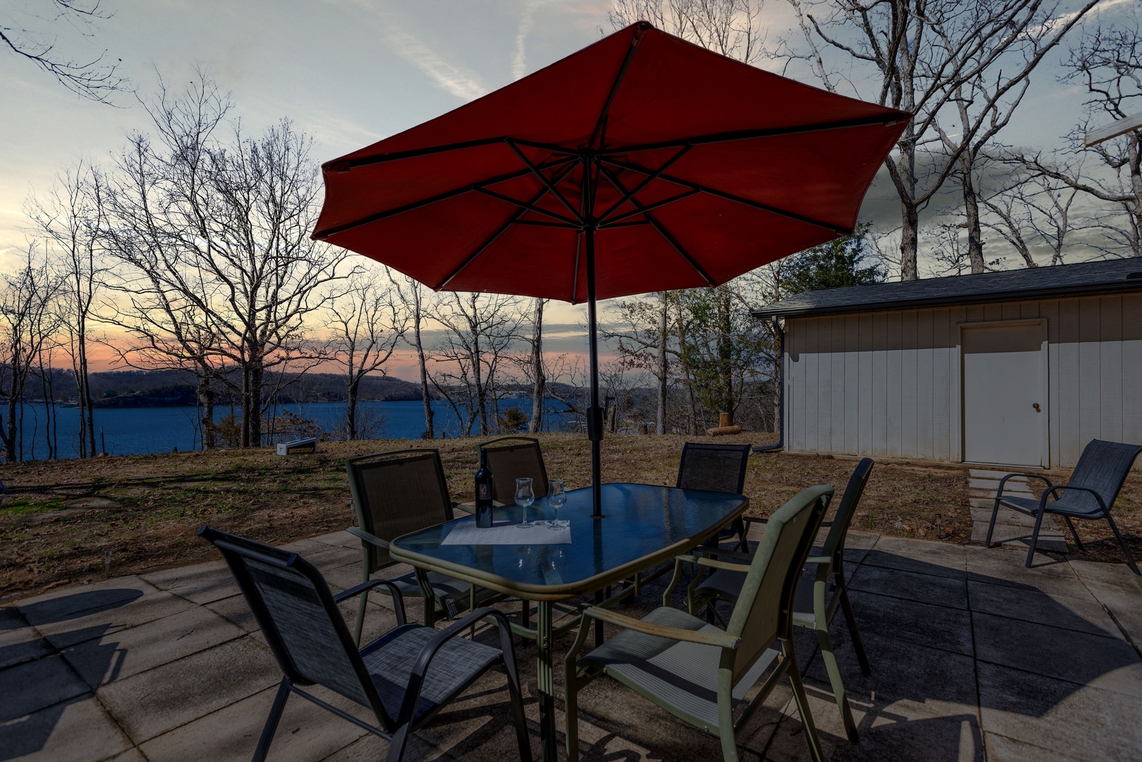 Enjoy the stunning sunset lake view from the patio!