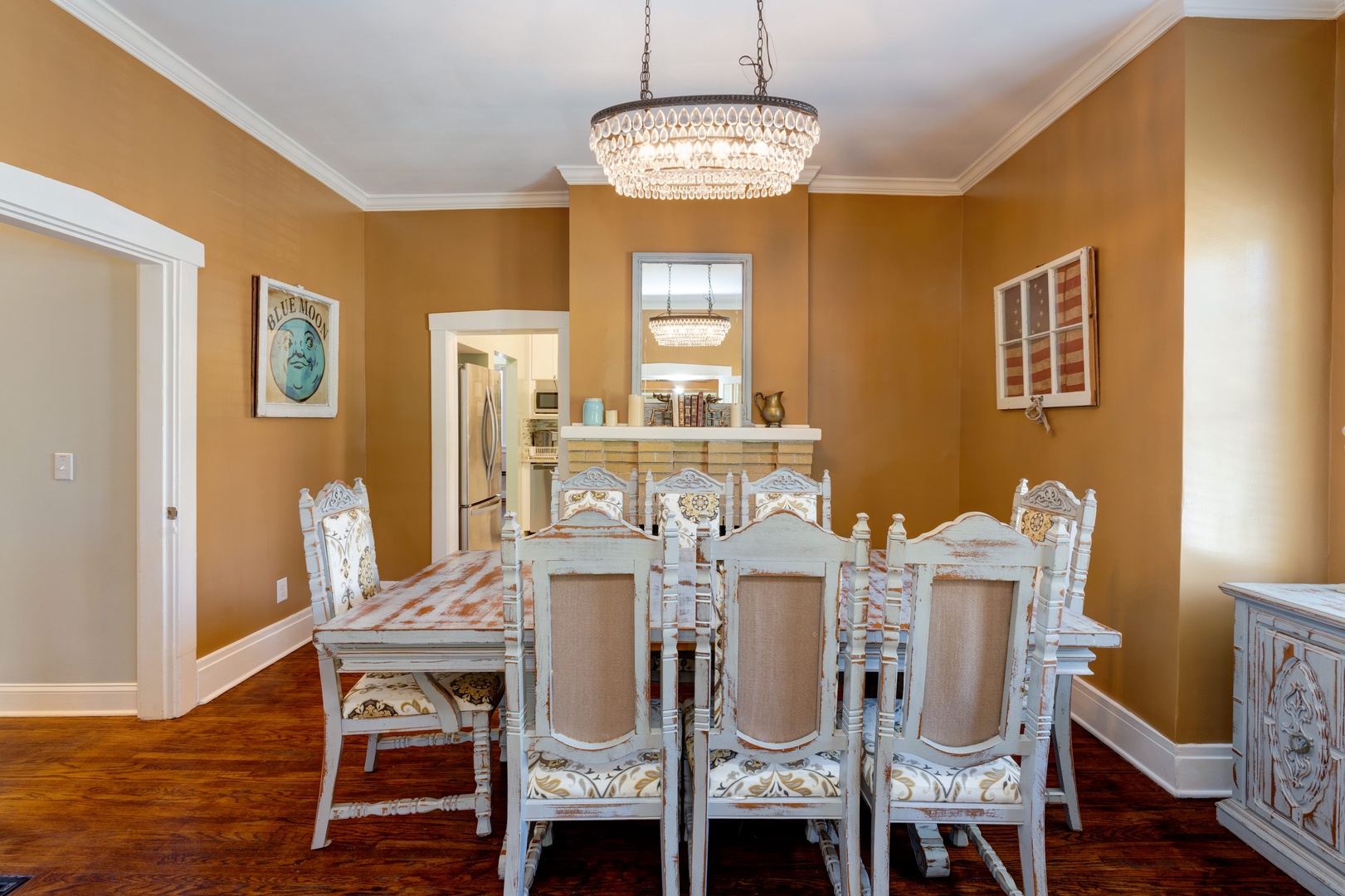 Dining table with seating for 8