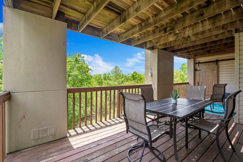 Enjoy outdoor dining with seating for 4, or lounge in the serene sitting area on the Back Deck
