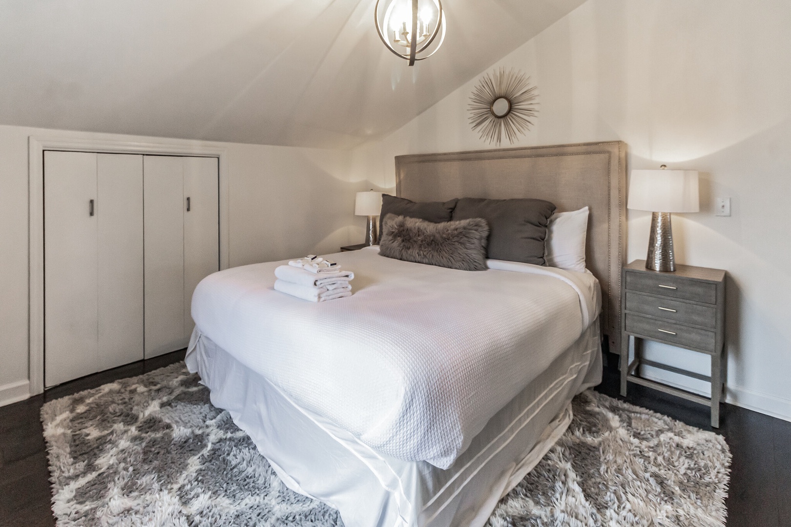 Unit C2: The elegant private bedroom offers a king bed & Smart TV