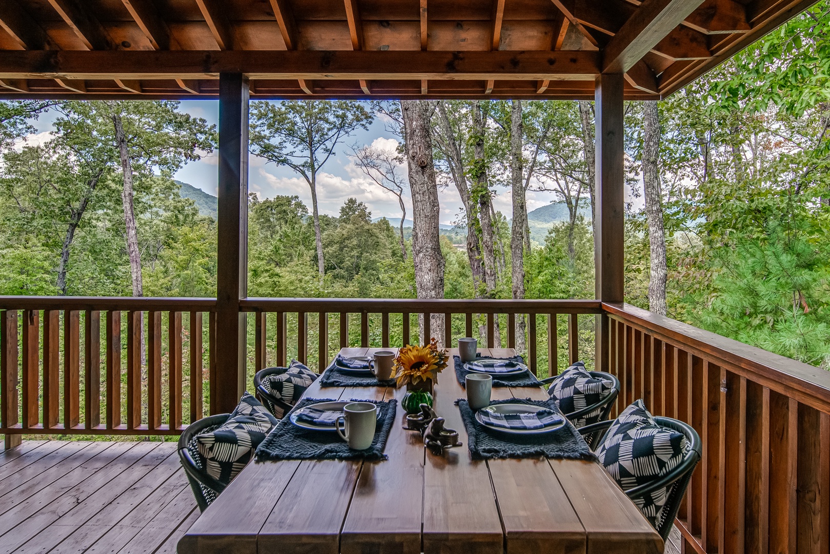 Enjoy a picnic with a view on the covered wraparound deck