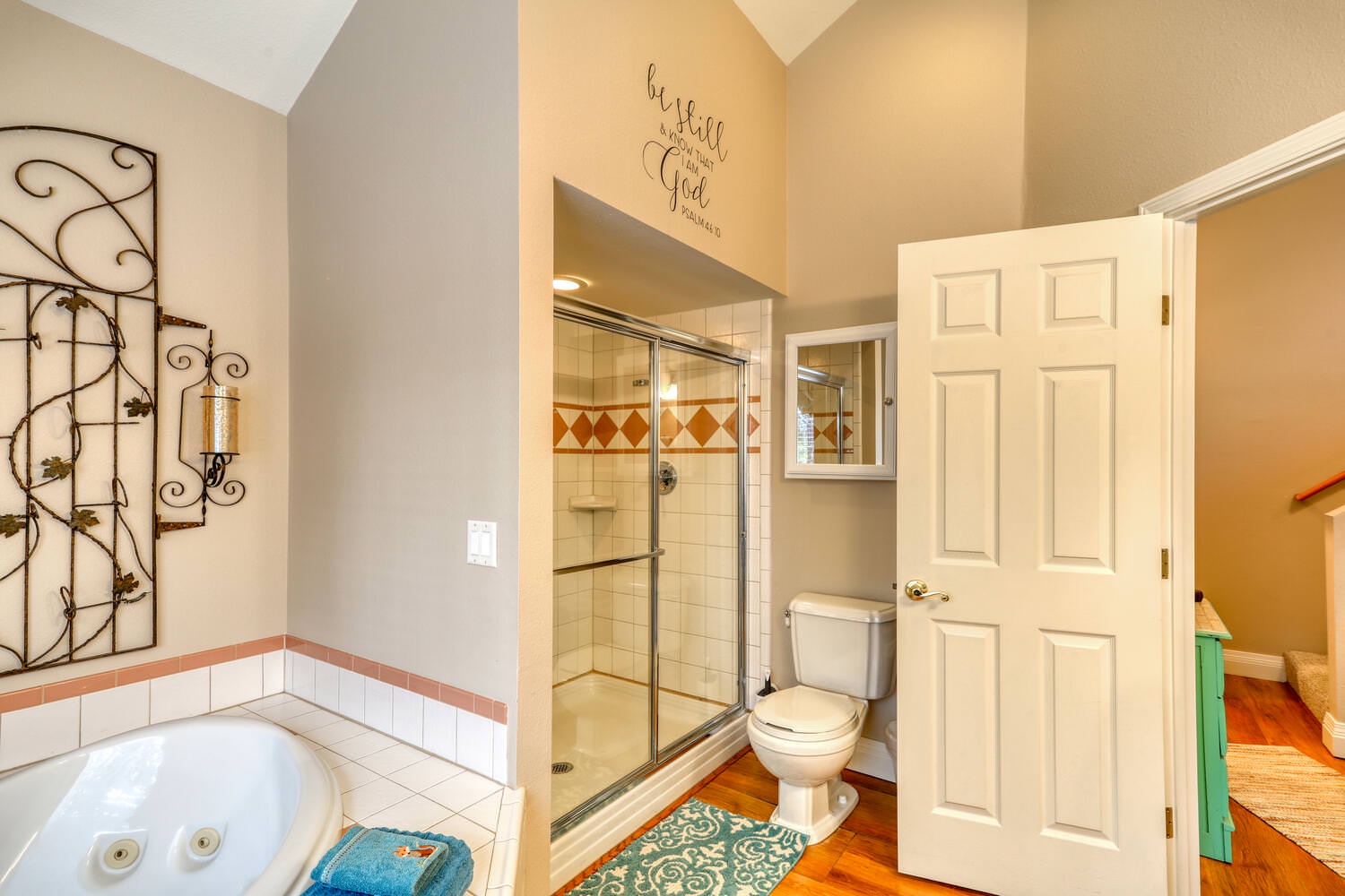 Large, walk-in shower stall in master bath