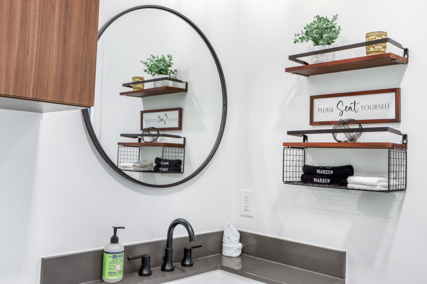 A single vanity & glass shower awaits in the full bathroom