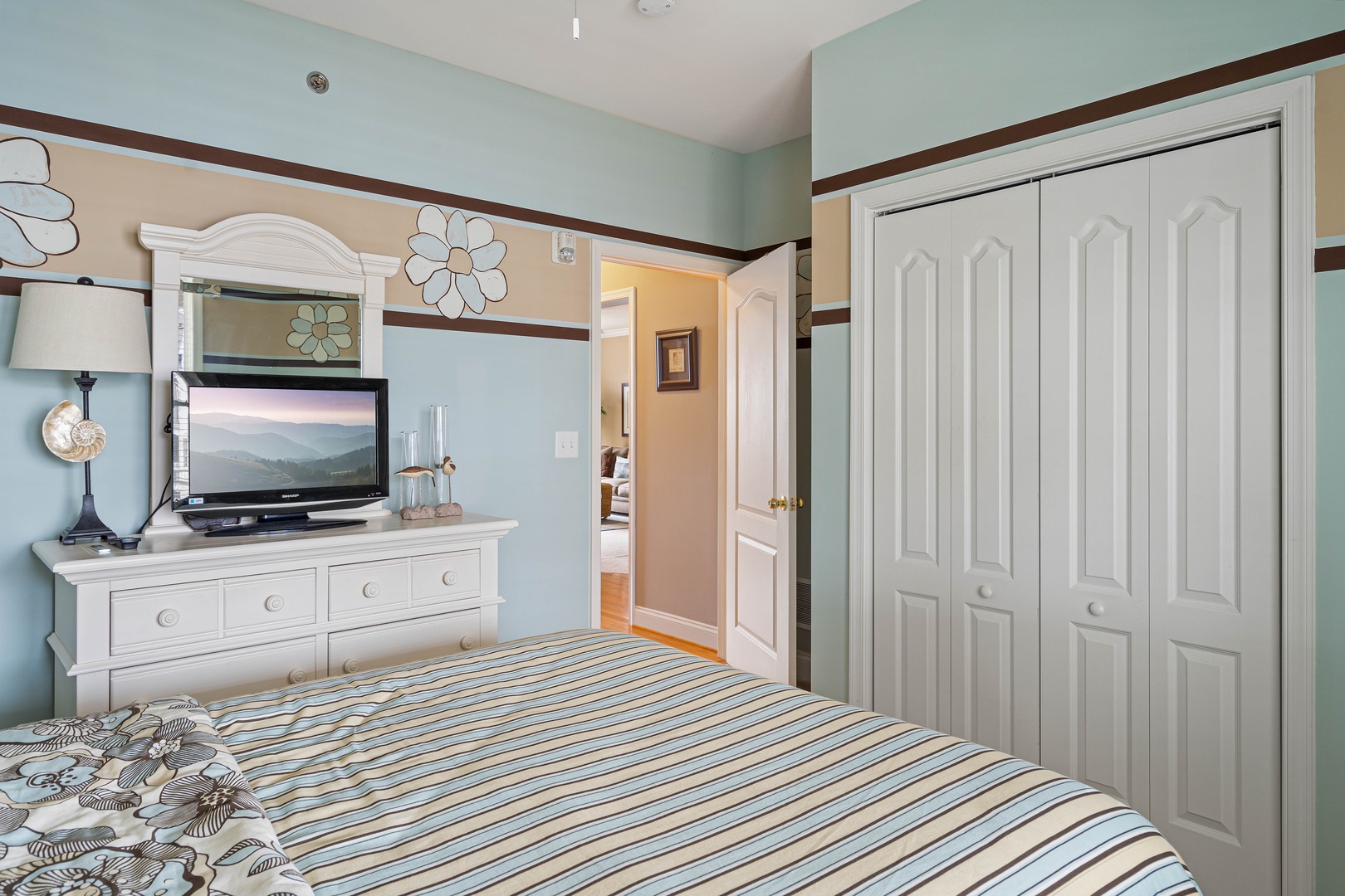 Bedroom 2 with queen bed, and Smart TV