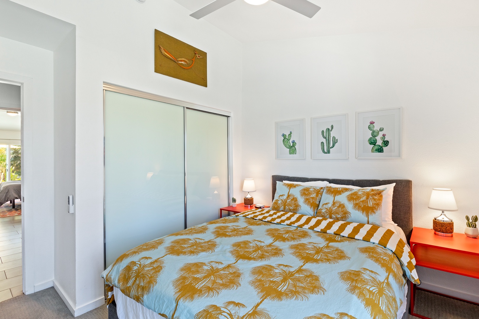 The third bedroom offers a comfortable, adjustable queen bed & TV