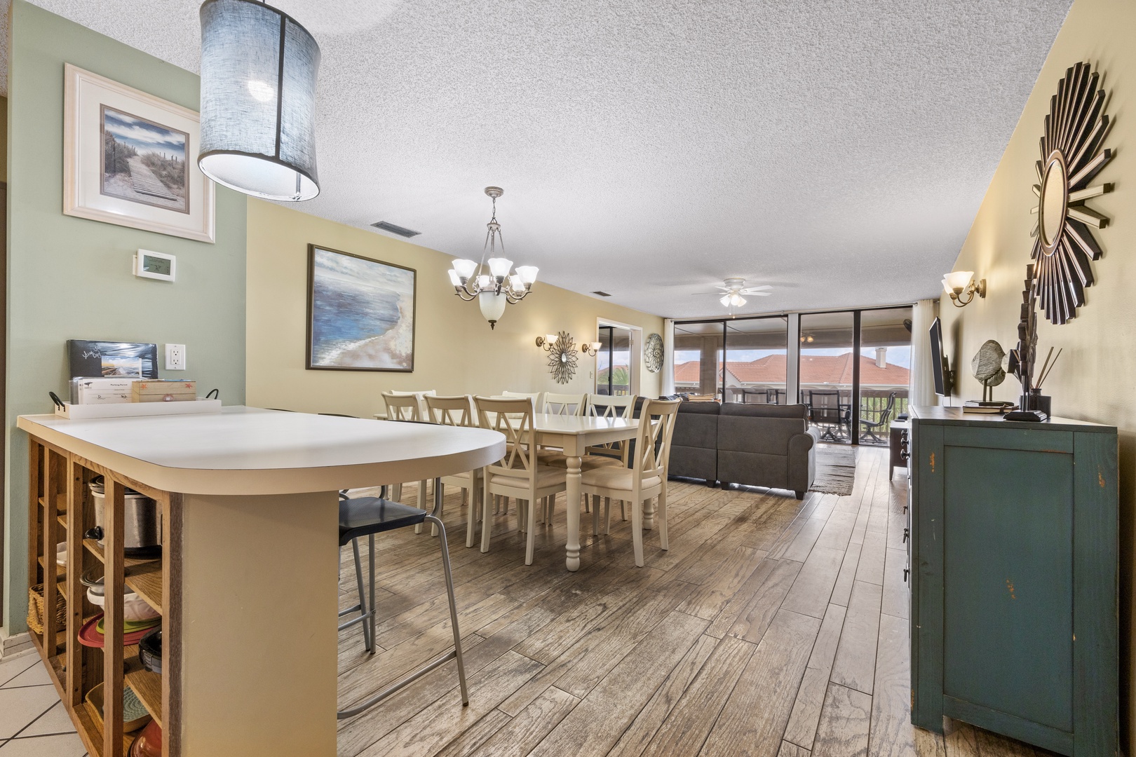 Enjoy the breezy, open layout between the kitchen and dining/living areas
