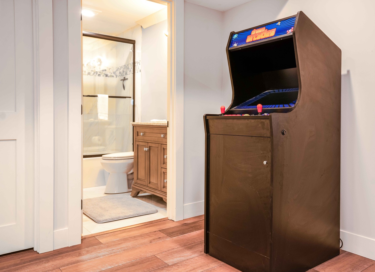 The lower-level den is ideal for relaxation & gaming!