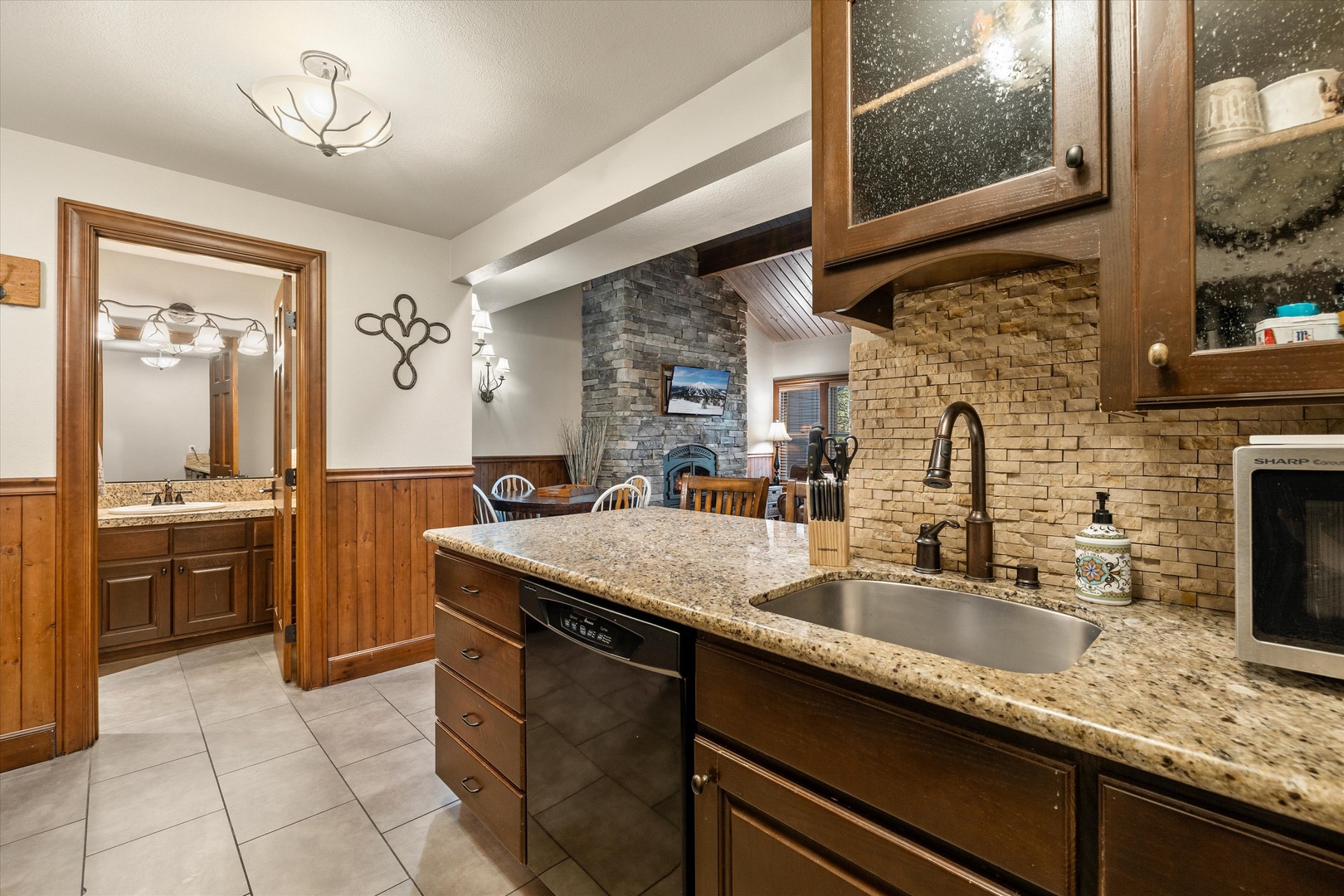 The updated kitchen offers ample space & all the comforts of home