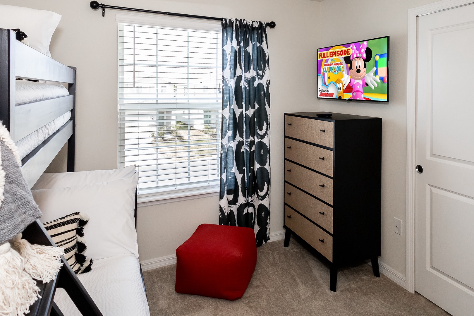 Bedroom 2 offers a twin-over-full bunkbed with twin trundle & Smart TV