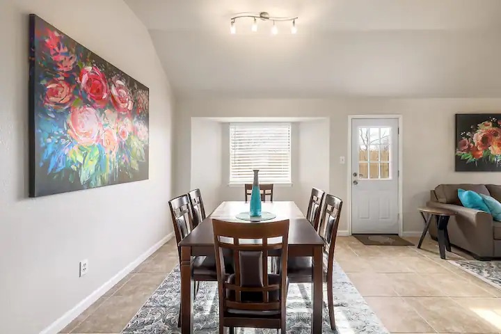 Gather for meals together at the dining table, with seating for 6