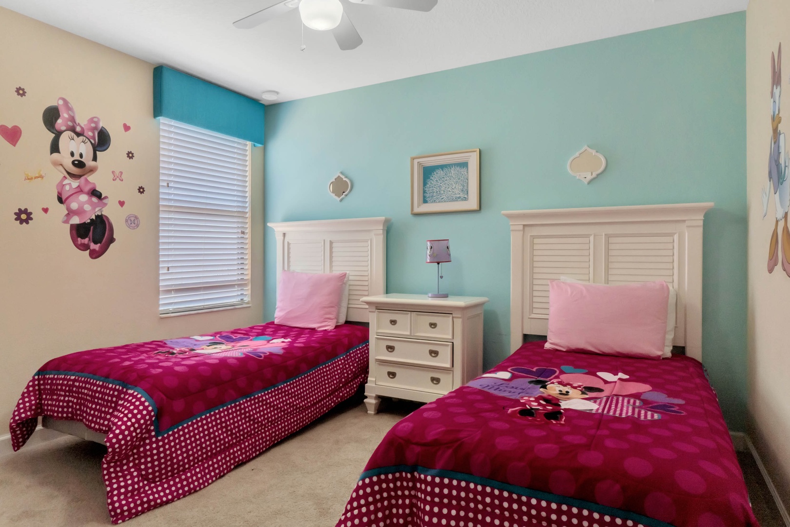 Bedroom 5 with 2 Twin beds, Minnie Mouse themed (2nd floor)