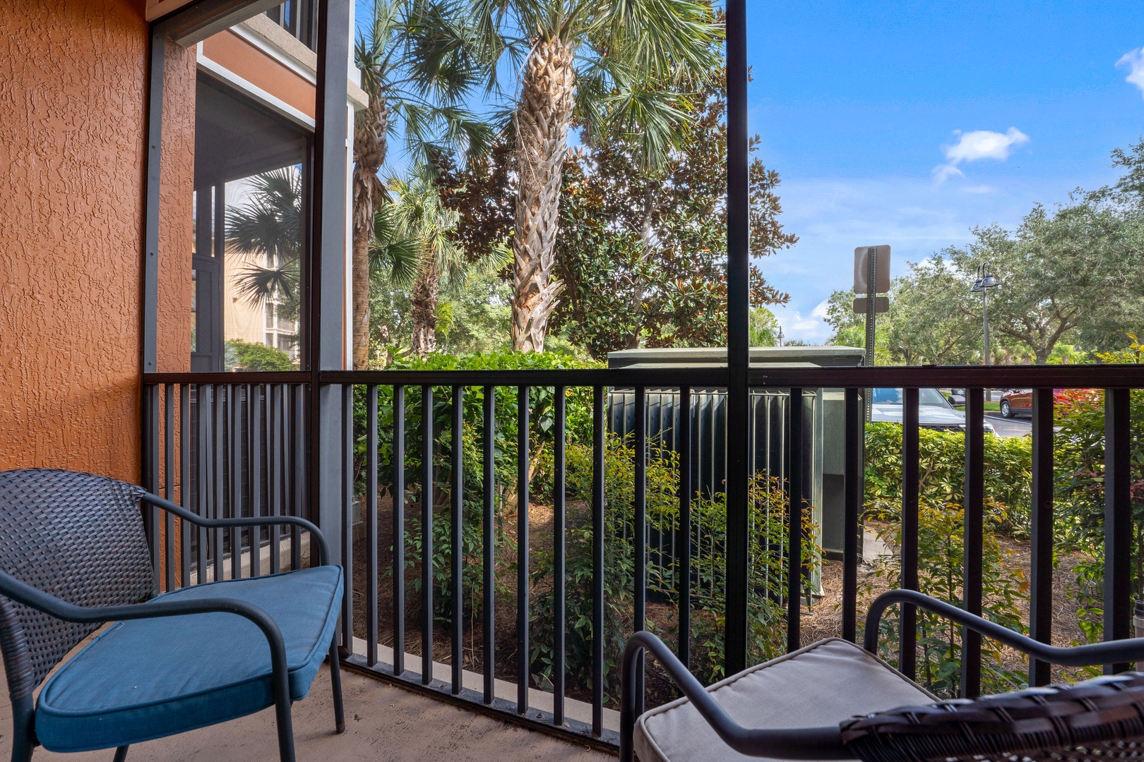 Enjoy morning book and coffee on the breezy screened balcony