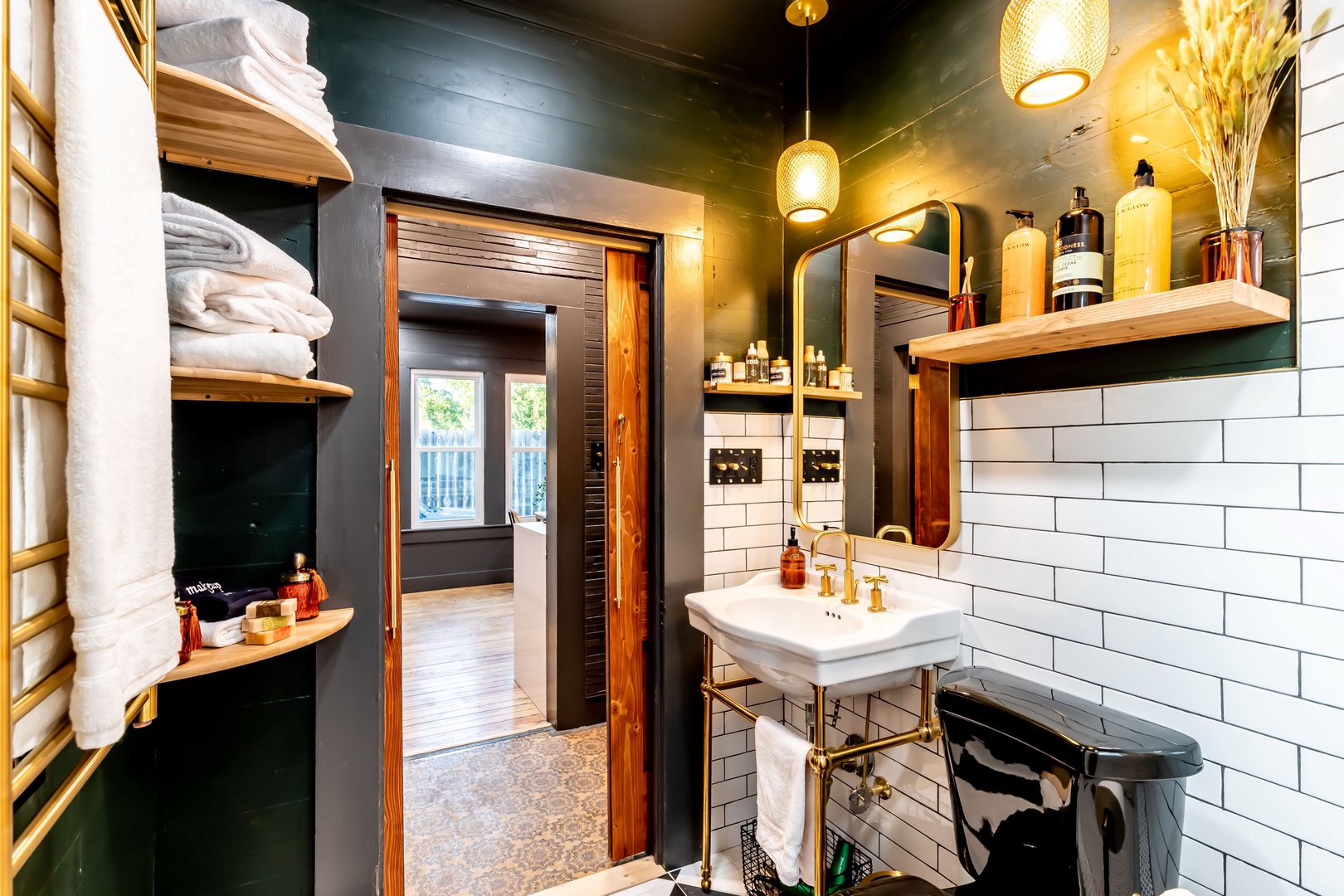 The full bathroom offers a shower & historic charm balanced with modern updates