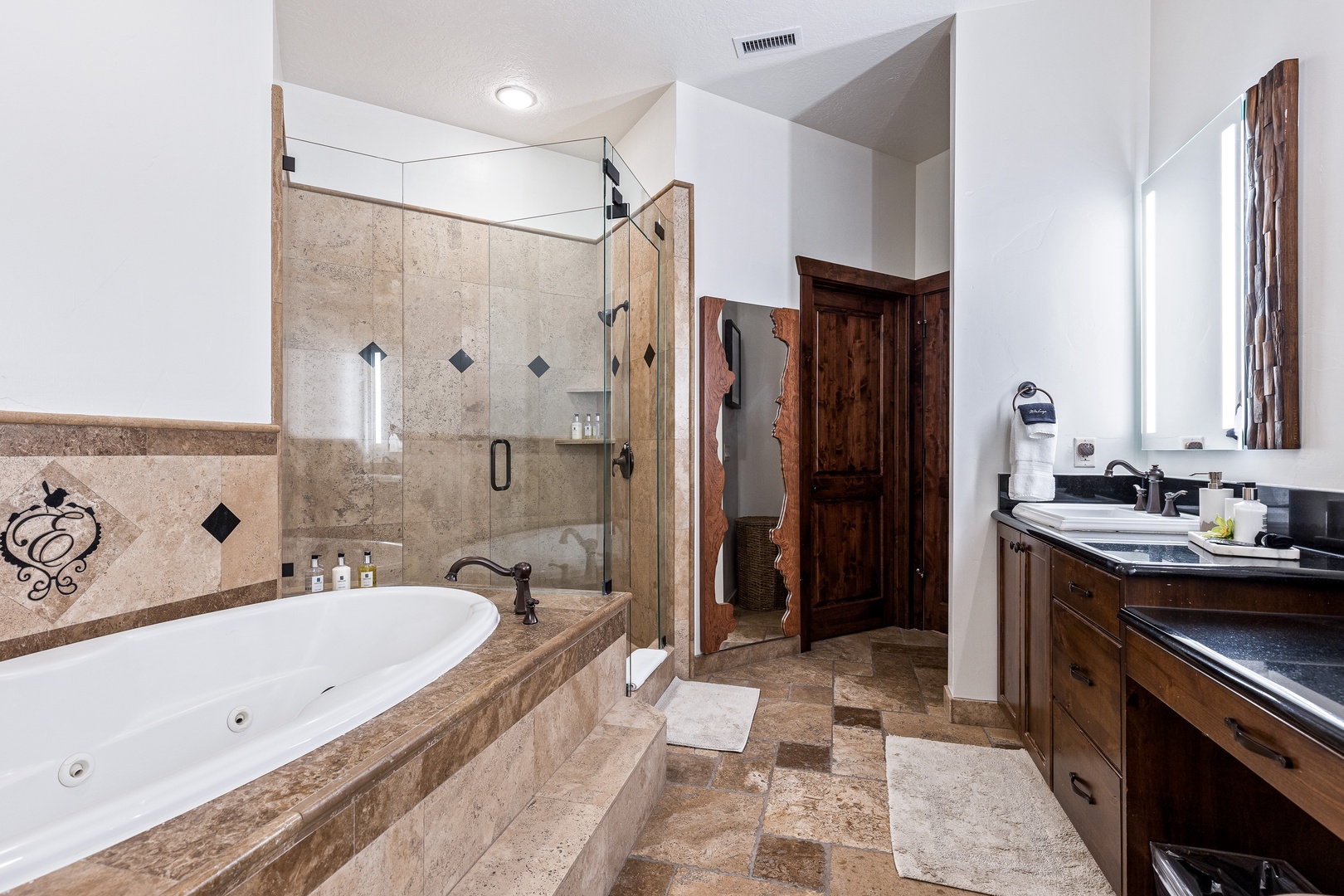 Master Bathroom | Massive Walk-In Shower, Jacuzzi Tub & Twin Sinks