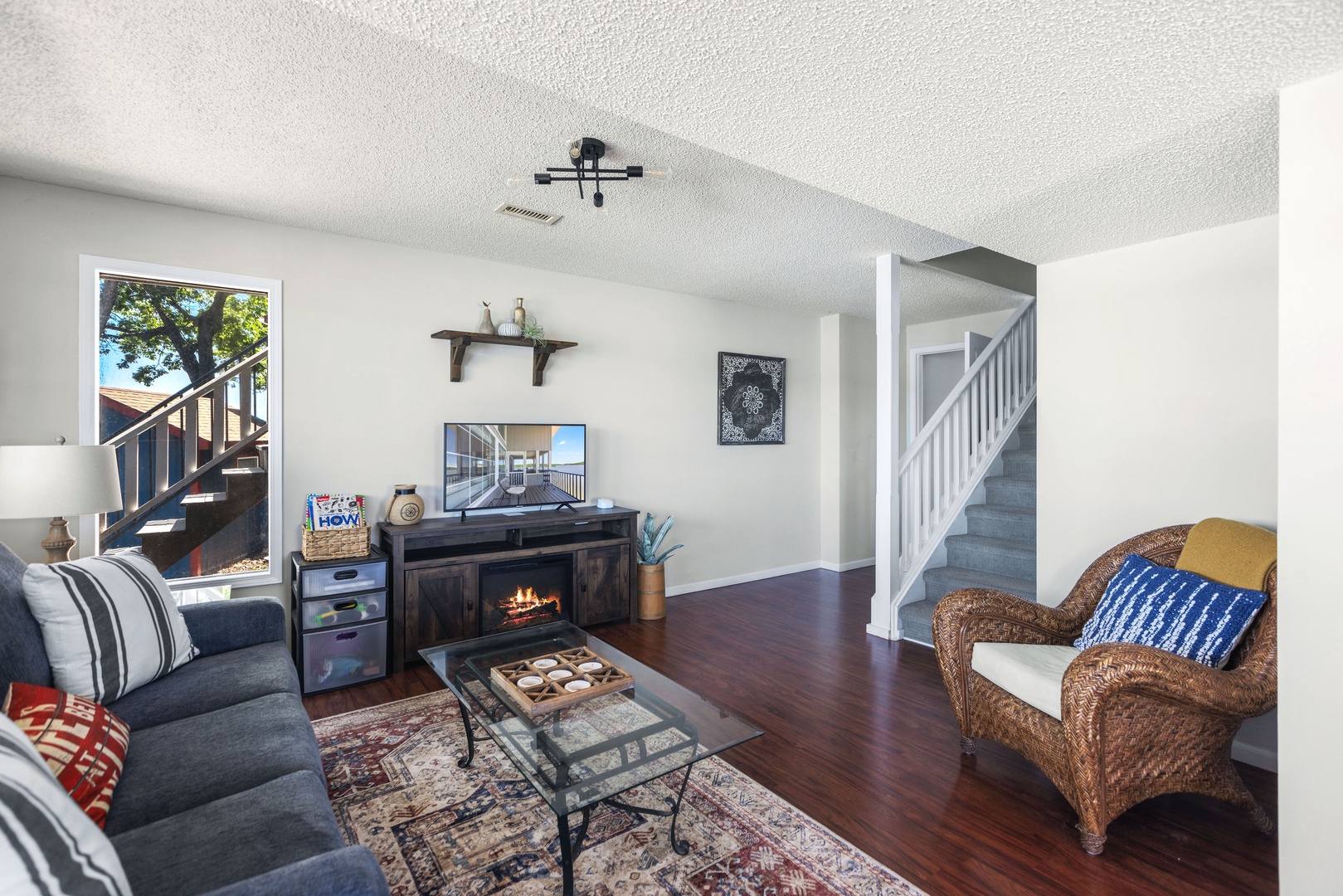 Lounge on the queen sleeper sofa in the lower-level family room