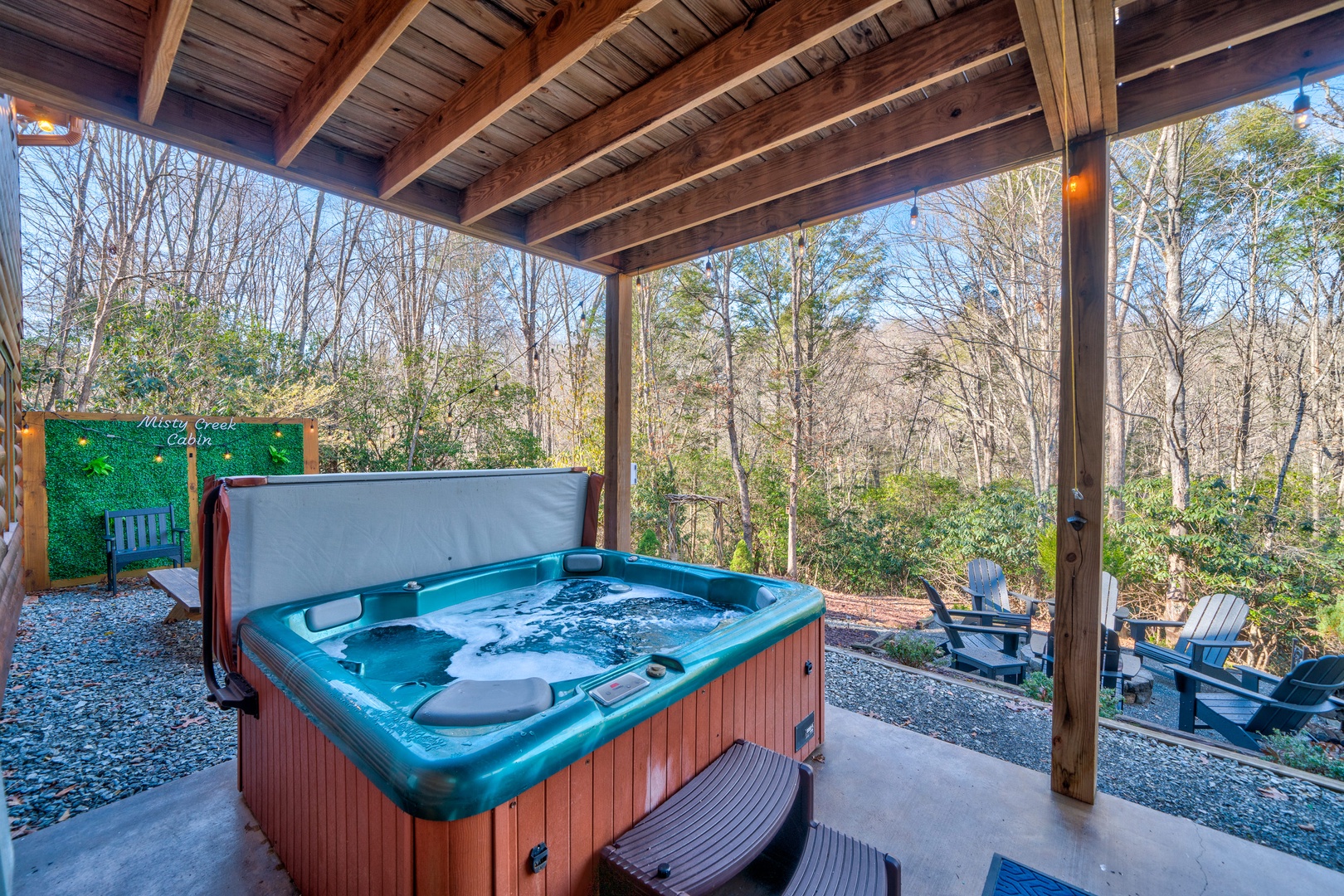 Indulge in the exclusive relaxation of the private hot tub