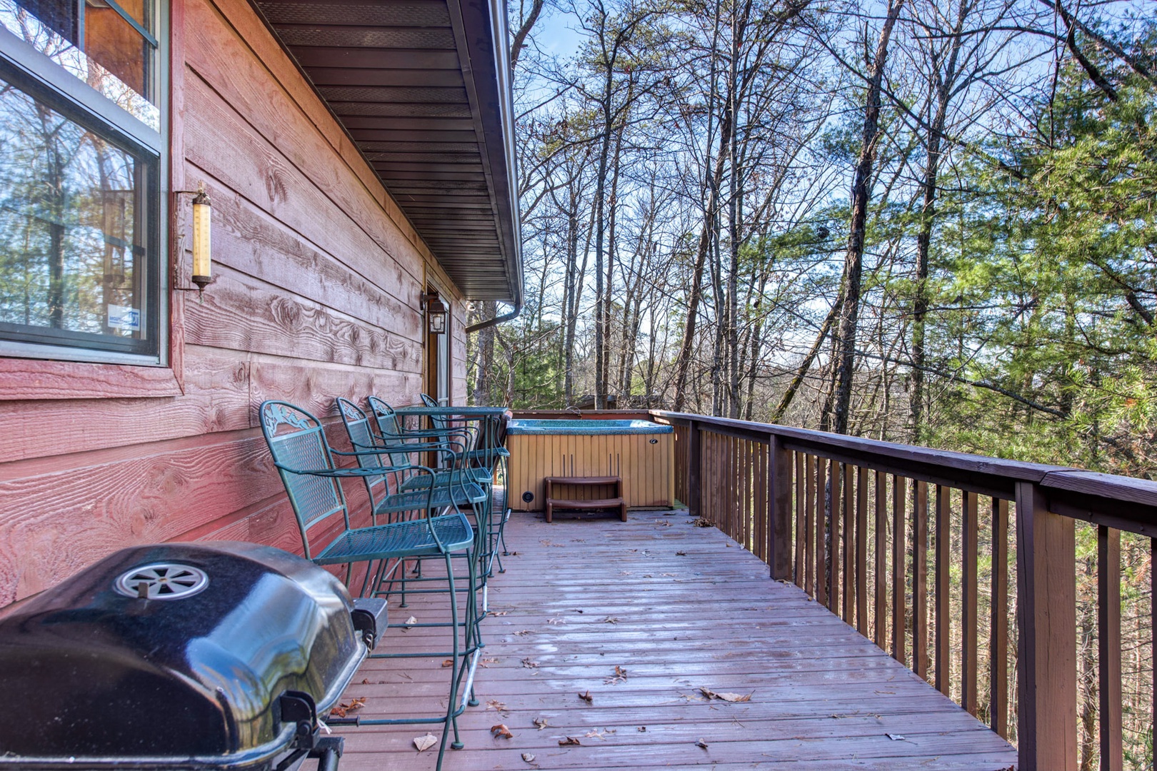 Deck with private hot tub, and grill